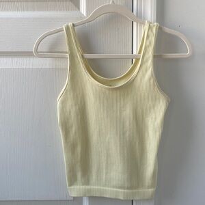 Pale Yellow Ribbed Stretchy Tank-Size Small